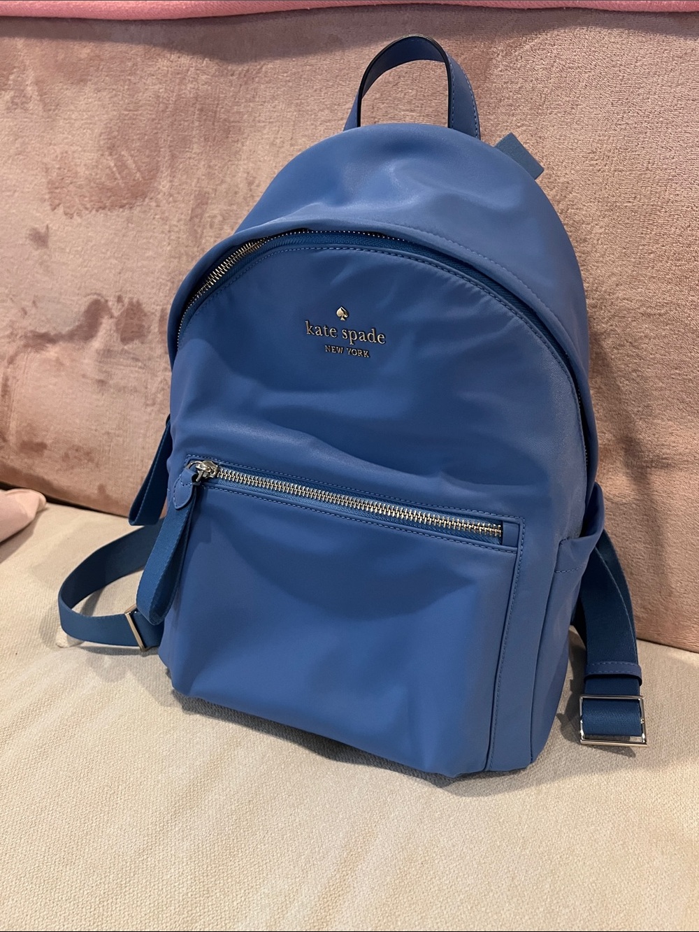 kate spade Blue Nylon Mini Backpack with Front Zip Pocket